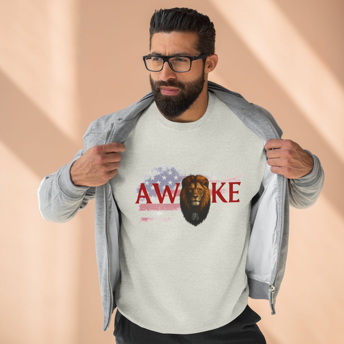 Awake Lion Unisex Crewneck Sweatshirt | Cozy Fashion, Gift for Him/Her, Casual Wear, Animal Lover Gift