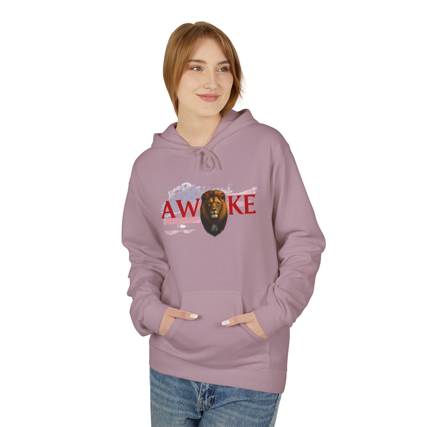 Awake Patriotic Fleece Hoodie | Unisex Cozy Sweatshirt for Independence Day, Gift for Him, Her, Comfort Wear