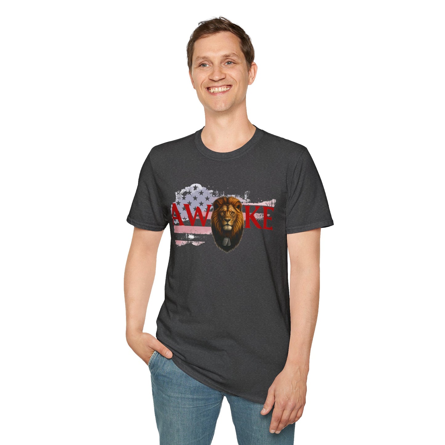 Awake Lion Graphic Unisex T-Shirt, Inspirational Apparel, Casual Wear, Gift for Him/Her, Freedom Tee
