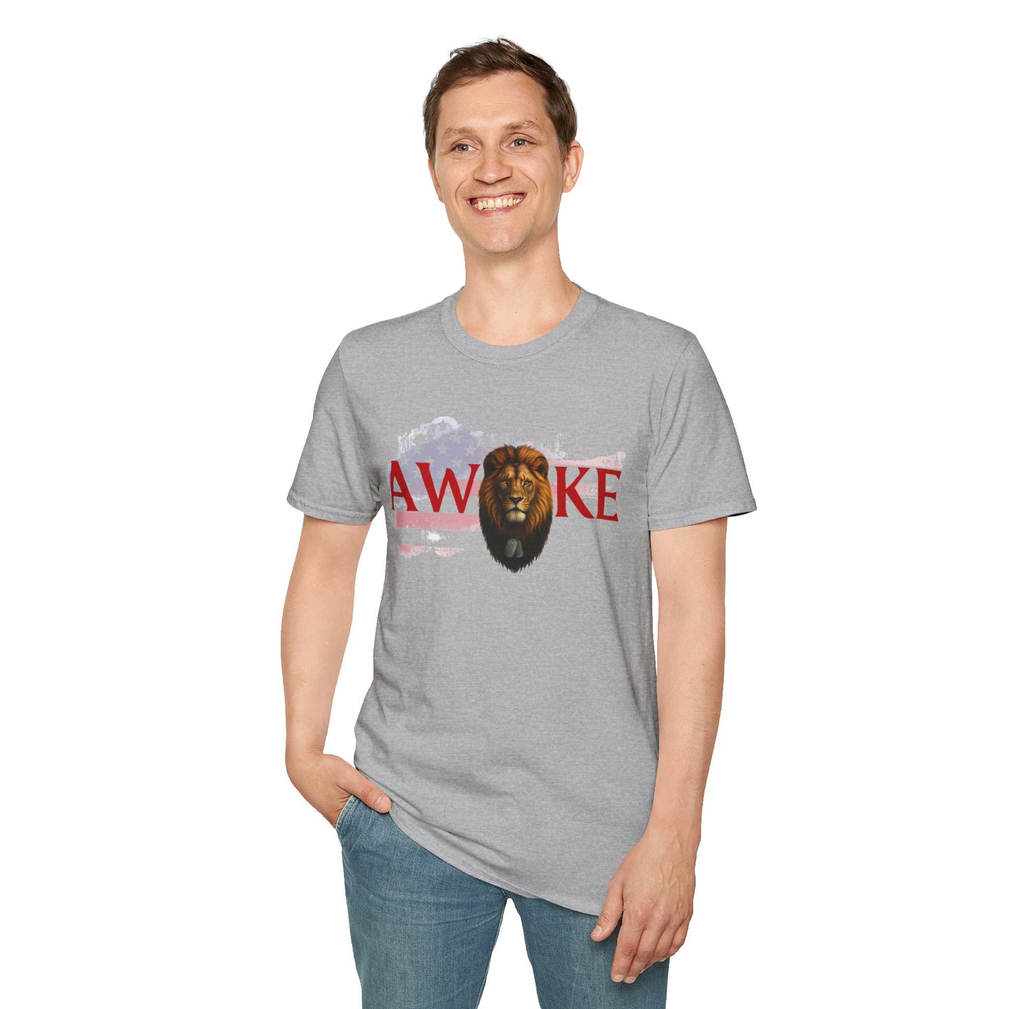 Awake Lion Graphic Unisex T-Shirt, Inspirational Apparel, Casual Wear, Gift for Him/Her, Freedom Tee