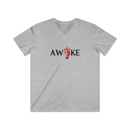 Men's V-Neck Tee Shirt - AWAKE Graphic, Casual Fashion, Gift for Him, Comfortable Summer Wear, Everyday Style