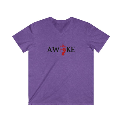 Men's V-Neck Tee Shirt - AWAKE Graphic, Casual Fashion, Gift for Him, Comfortable Summer Wear, Everyday Style