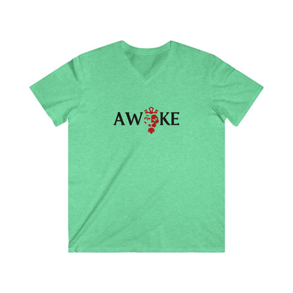 Men's V-Neck Tee Shirt - AWAKE Graphic, Casual Fashion, Gift for Him, Comfortable Summer Wear, Everyday Style