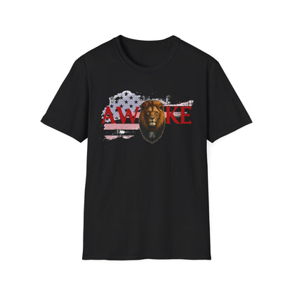 Awake Lion Graphic Unisex T-Shirt, Inspirational Apparel, Casual Wear, Gift for Him/Her, Freedom Tee