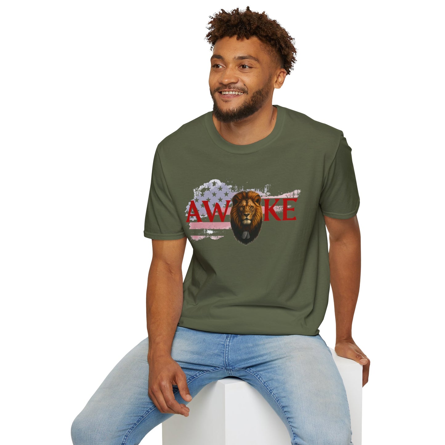 Awake Lion Graphic Unisex T-Shirt, Inspirational Apparel, Casual Wear, Gift for Him/Her, Freedom Tee