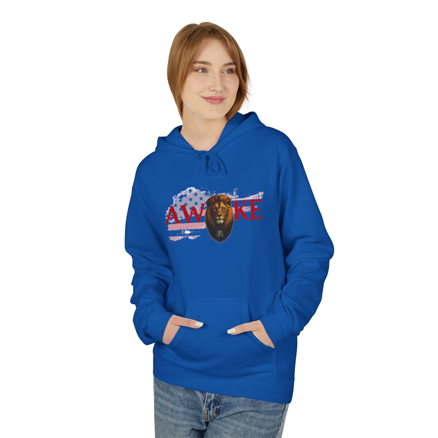 Awake Patriotic Fleece Hoodie | Unisex Cozy Sweatshirt for Independence Day, Gift for Him, Her, Comfort Wear