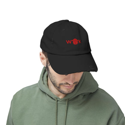 Unisex Distressed Cap with 'WOKE' Design, Trendy Fashion Accessory, Gift for Social Activists, Casual Wear, Summer Style, Vintage Vibe