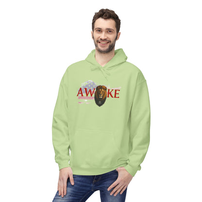 Awake Patriotic Fleece Hoodie | Unisex Cozy Sweatshirt for Independence Day, Gift for Him, Her, Comfort Wear