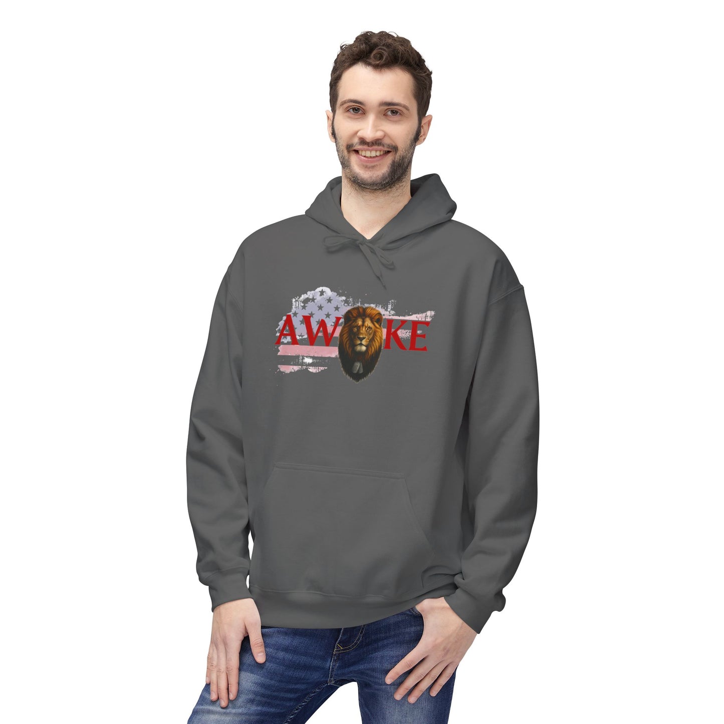 Awake Patriotic Fleece Hoodie | Unisex Cozy Sweatshirt for Independence Day, Gift for Him, Her, Comfort Wear