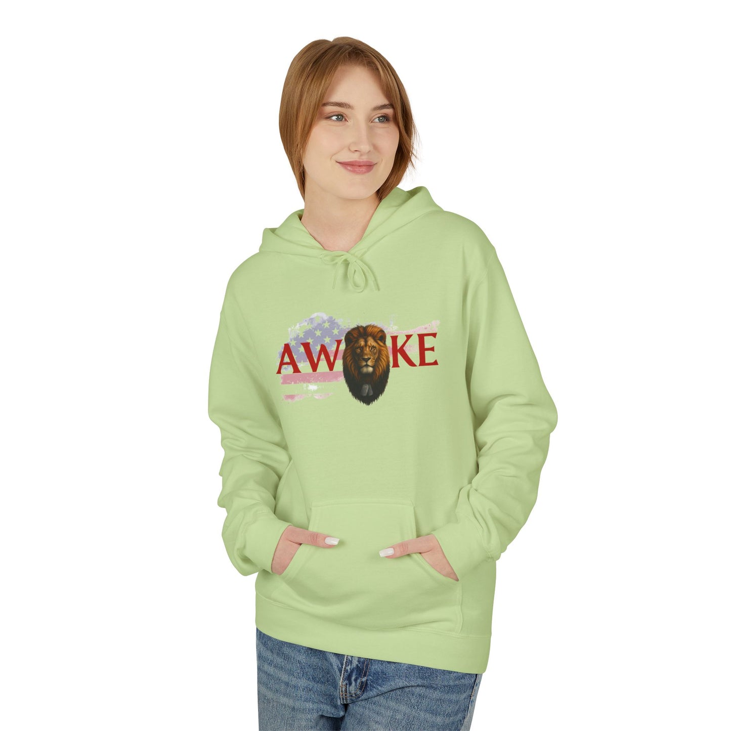 Awake Patriotic Fleece Hoodie | Unisex Cozy Sweatshirt for Independence Day, Gift for Him, Her, Comfort Wear