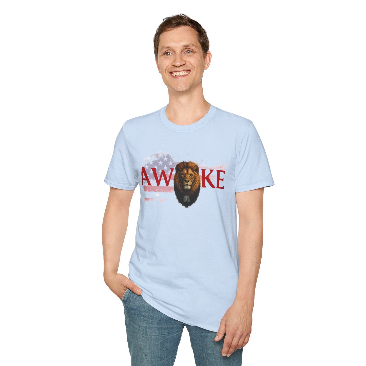Awake Lion Graphic Unisex T-Shirt, Inspirational Apparel, Casual Wear, Gift for Him/Her, Freedom Tee
