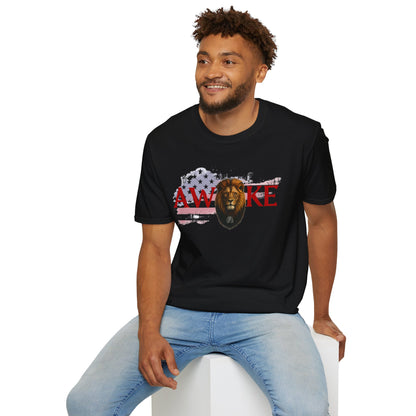 Awake Lion Graphic Unisex T-Shirt, Inspirational Apparel, Casual Wear, Gift for Him/Her, Freedom Tee