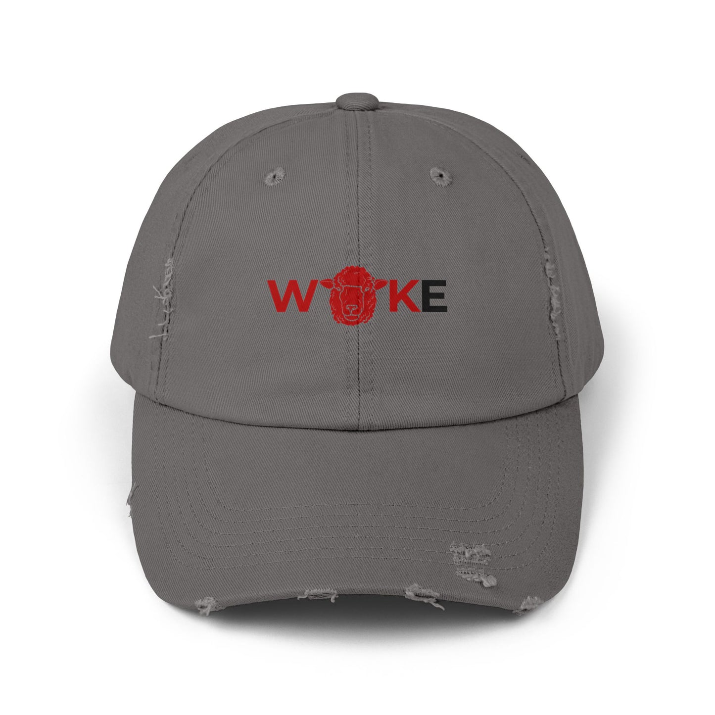 Unisex Distressed Cap with 'WOKE' Design, Trendy Fashion Accessory, Gift for Social Activists, Casual Wear, Summer Style, Vintage Vibe